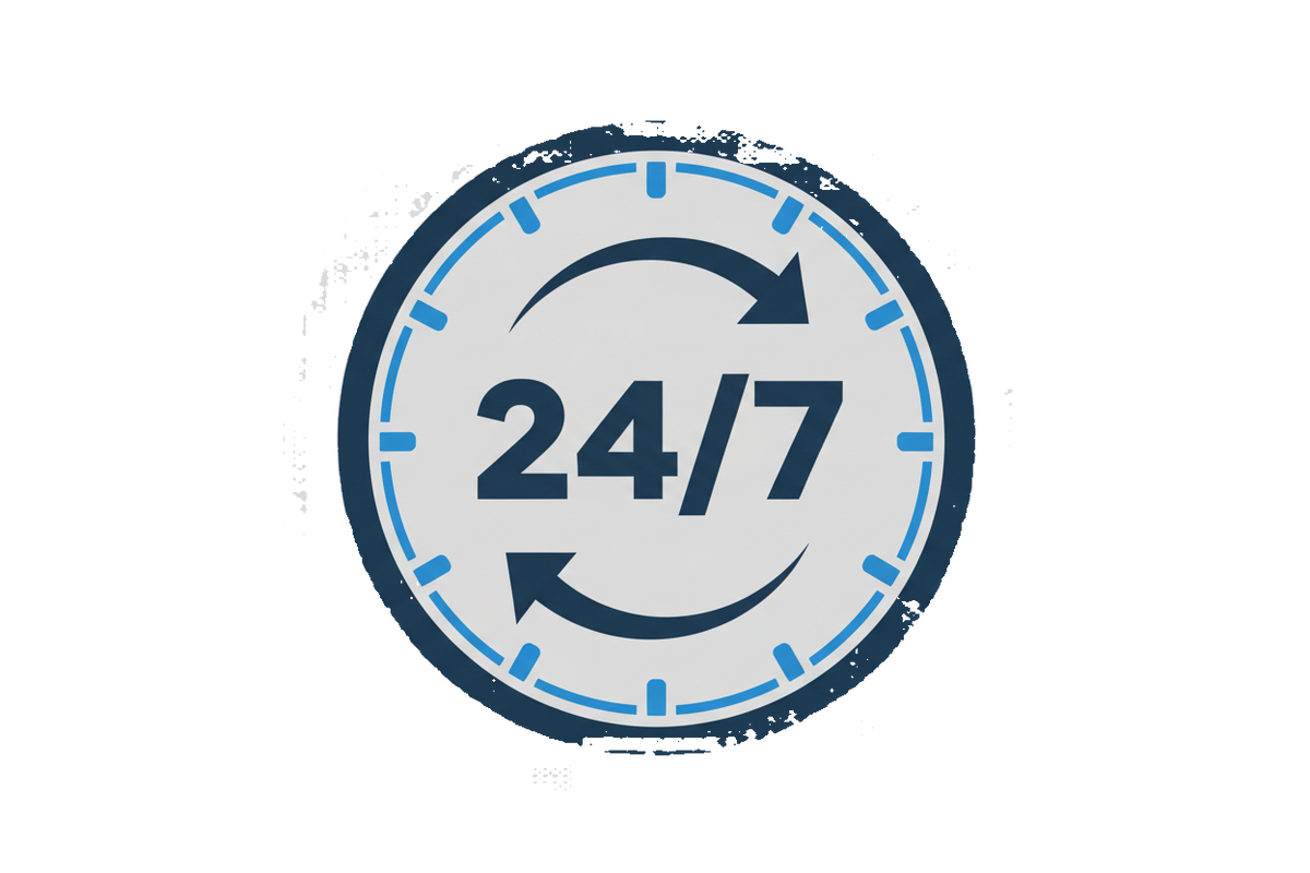 een pictogram voor 24/7 beshikbaarheid